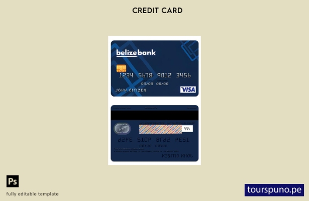 lista para imprimir plantilla de tarjeta clásica visa bancaria de Belice